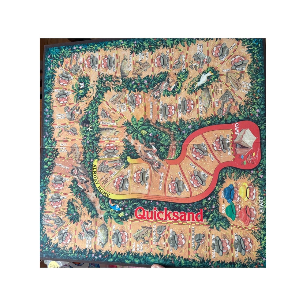 Vintage 1989 Quicksand Board Game Replacement Board Parker Brothers Jungle Theme